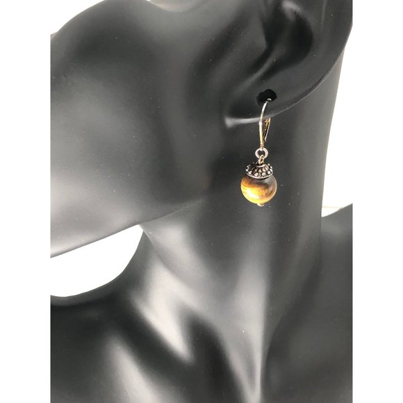 Tiger Eye Pierced Earrings - Picture 2 of 4